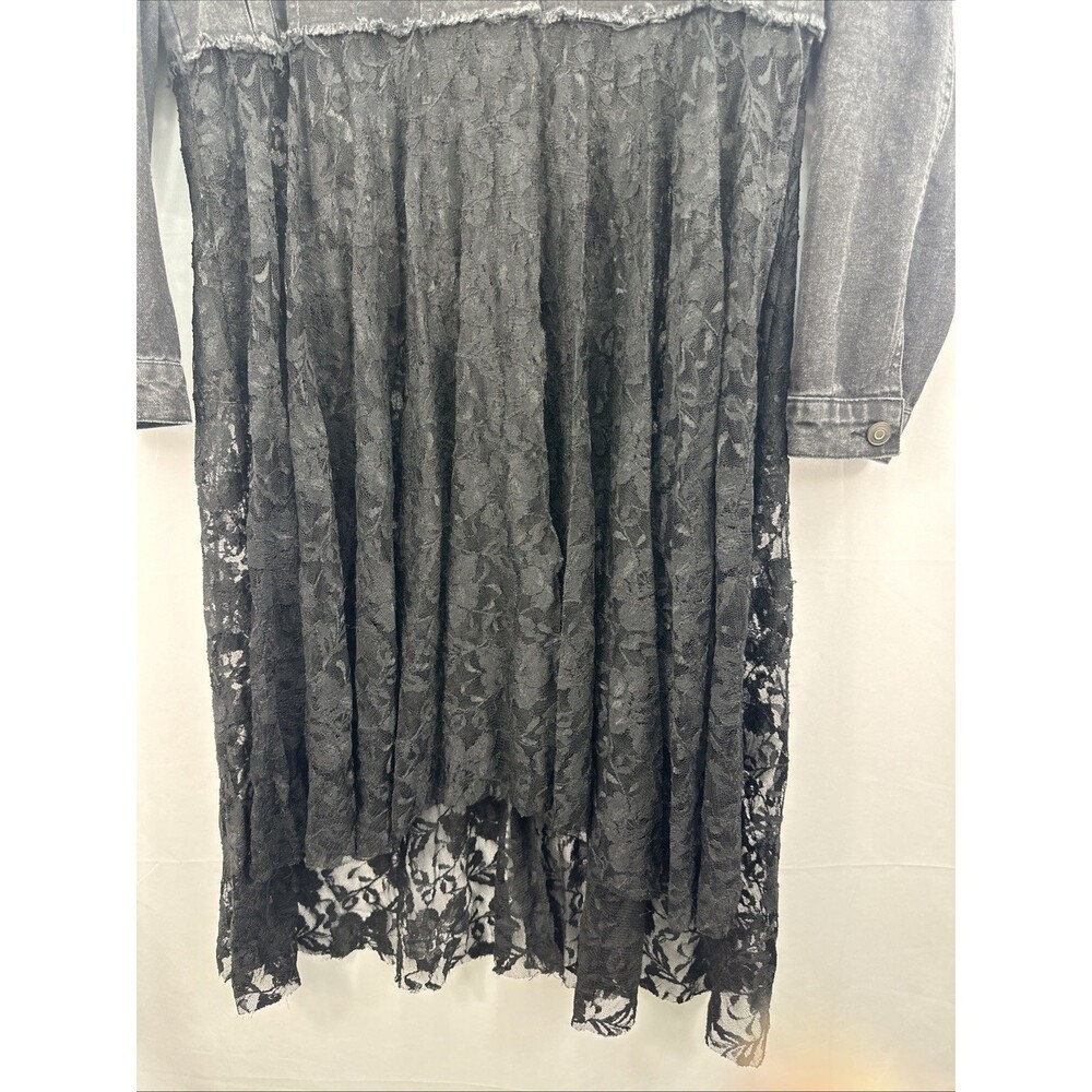 Origami Jacket Duster Lace Hi Low Mixed Media Boho Grunge Festival Style Sz S/M - Picture 3 of 11